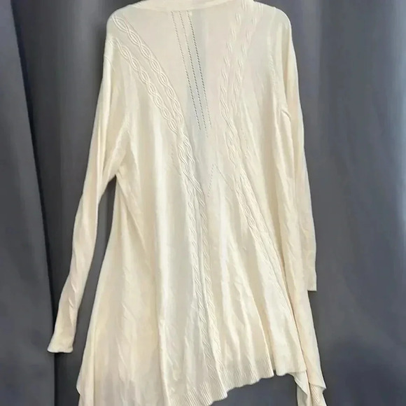 Cato Women's XL Ivory Cable-Knit Drape Open Cardigan Sweater - Picture 4 of 7